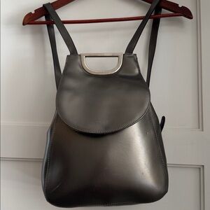 Vintage PHYNES PARIS Gray Leather Backpack Purse